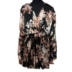 ASOS Black Floral Mini Dress with Blush and Cream Accents